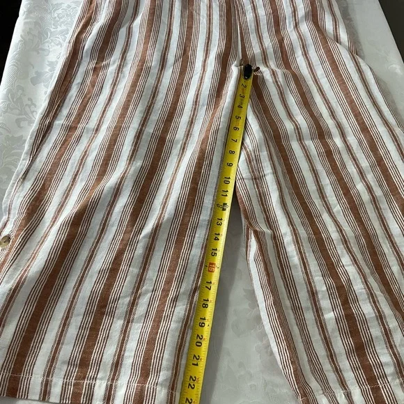 A New Approach ANA striped cropped Wide Leg Linen elastic waist pants Size XL - Picture 7 of 10